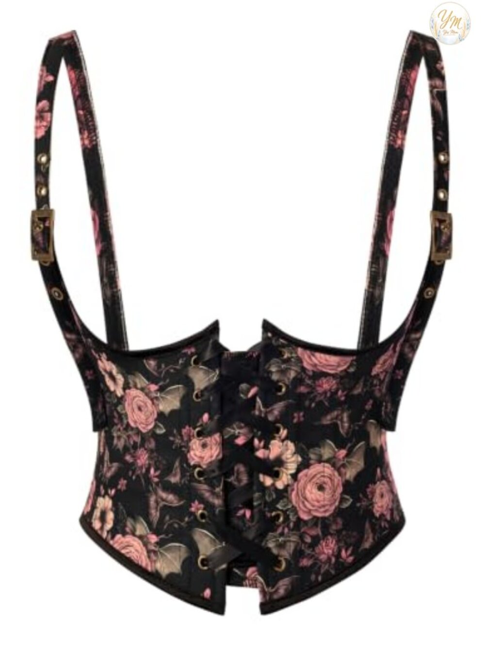 Renaissance Underbust Corset Belt Floral Lace Up Women's Costume Top